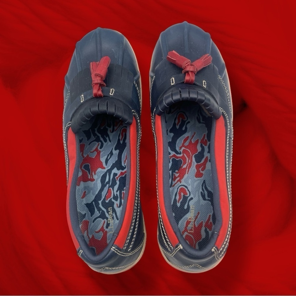 L.L Bean Bar Harbor Slip On Moccasins Blue Red 290695 Size 11 Casual - Picture 8 of 15